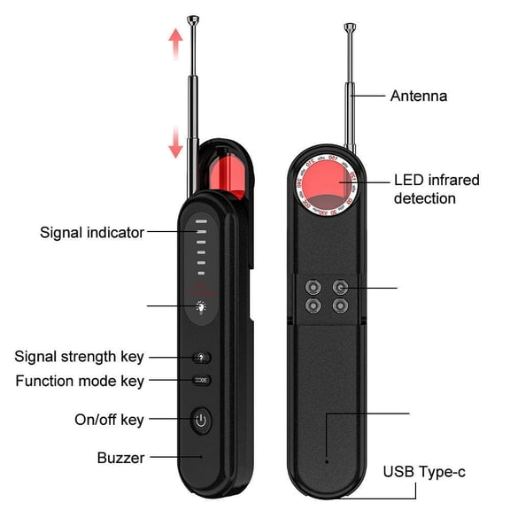 2026  NEW Hidden Camera Detector RF Signal Scanner : Portable Camera Finder, GPS Tracker Detector for Hotel Car Office, 5 Levels Sensitivity, Black