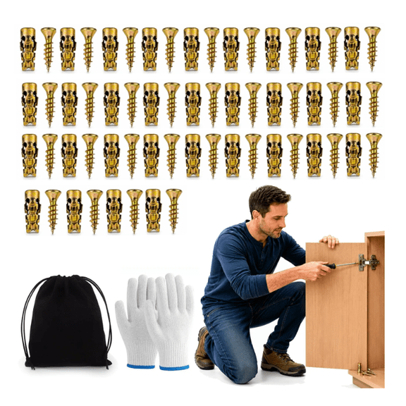 2026 NEW Hinge Repair Screw Expansion Anchor,6×14mm Short Expansion Screw Set,Stone Expansion Anchor with Storage Box,Works on Wood, Tile, Stone, Concrete 30PCS