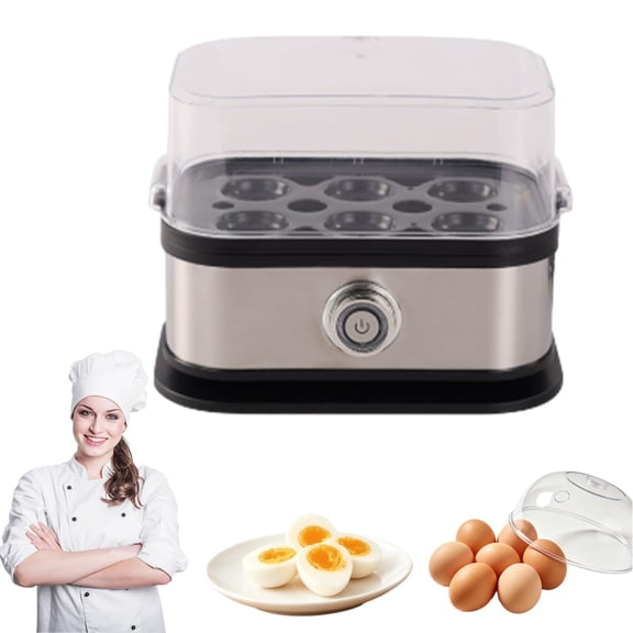 2026 NEW Multifunctional Egg Steamer with Clear Lid, Electric Egg Cooker 6 Egg Capacity Auto Shutoff, Kitchen Egg Steaming Pot, Compact Household Egg Steaming Pot for Soft Medium Hard Boiled Eggs