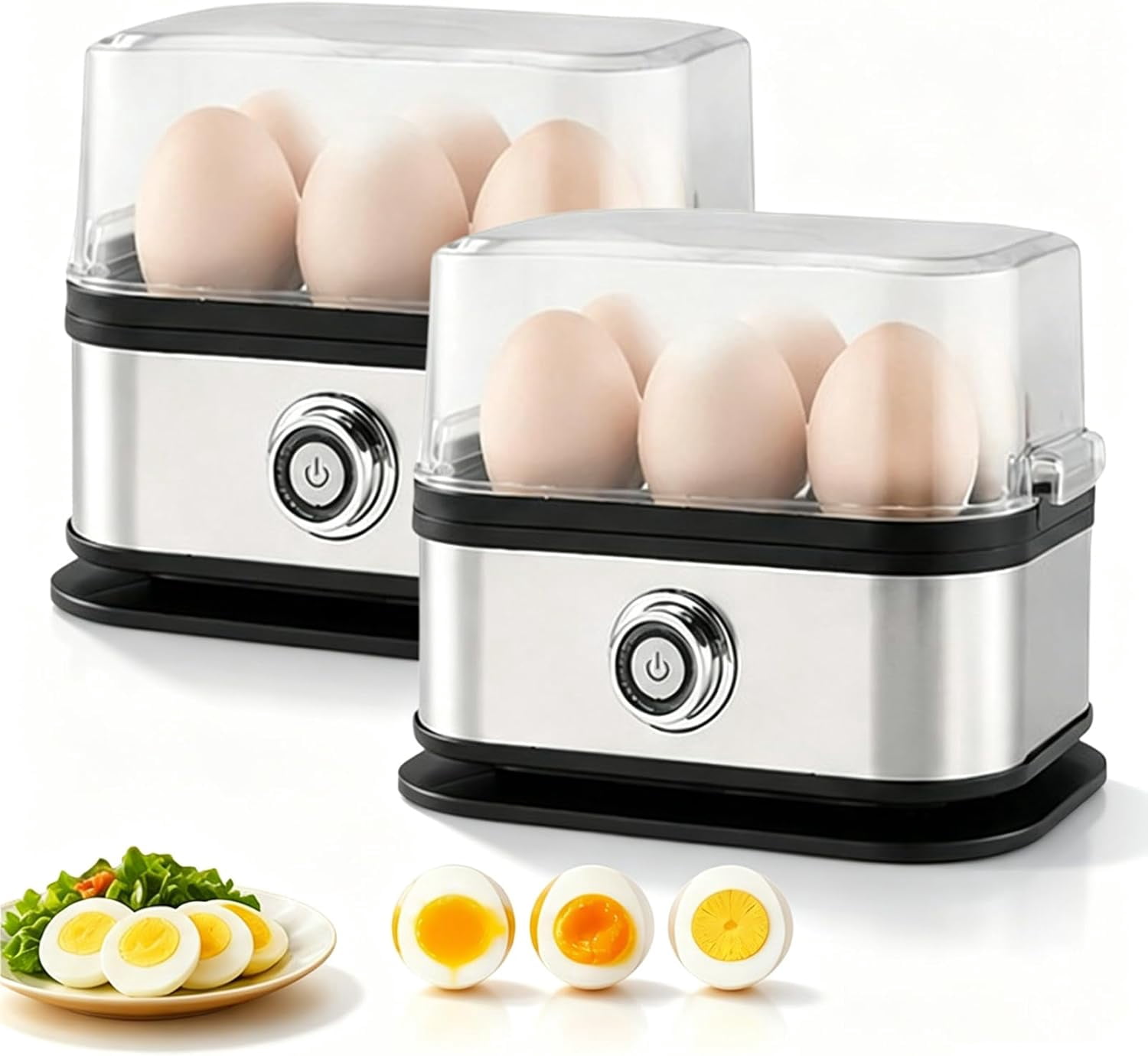 2026 NEW Multifunctional Egg Steamer with Clear Lid, Kitchen Egg Steaming Pot, Electric Egg Cooker 6 Egg Capacity Auto Shutoff, Rapid Egg Cooker for Soft Medium Hard Boiled Eggs (2pcs)
