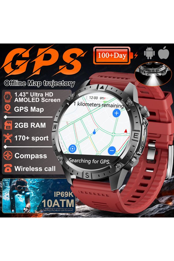 2026 NEW Outdoors Offline Map GPS Smart Watch L1+L2 Dual Band GPS Compass Cycling Run Swim 10ATM Military Smartwatchs
