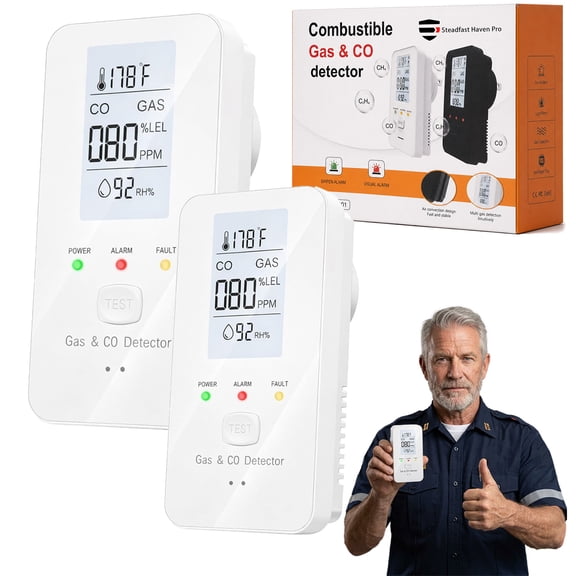 2026 NEW Steadfast Haven CO Detector, 4-in-1 Indoor Status Display, HD Screen, Plug-In Environment Information Device for Home, RV and Hotel