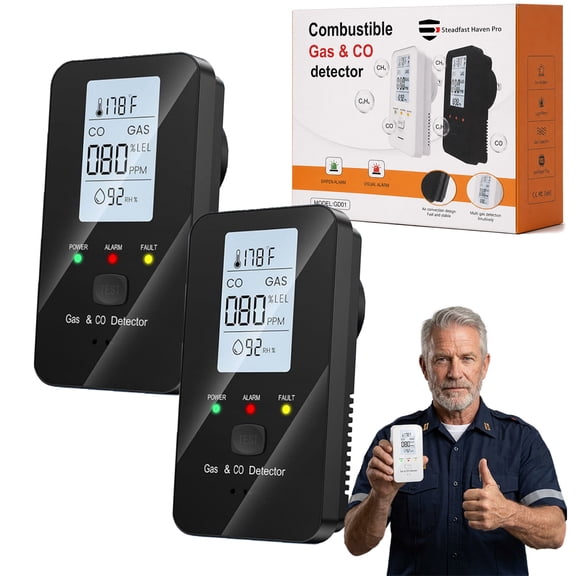 2026 NEW Steadfast Haven CO Detector, 4-in-1 Indoor Status Display, HD Screen, Plug-In Environment Information Device for Home, RV and Hotel
