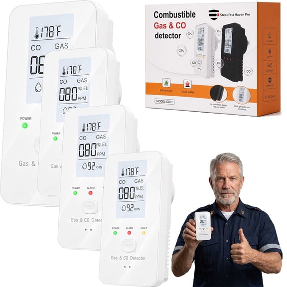 2026 NEW Steadfast Haven CO Detector, 4-in-1 Indoor Status Display, HD Screen, Plug-In Environment Information Device for Home, RV and Hotel