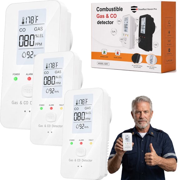 2026 NEW Steadfast Haven CO Detector, 4-in-1 Indoor Status Display, HD Screen, Plug-In Environment Information Device for Home, RV and Hotel