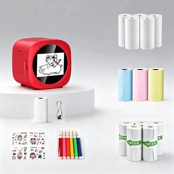 2026 NEW Smart AI Voice Sticker Printer Box, Compact Mini Thermal Label Printer with Clear Display, Inkless Wireless Sticker Maker for Home Office Study & DIY Projects, 8 Rolls Paper