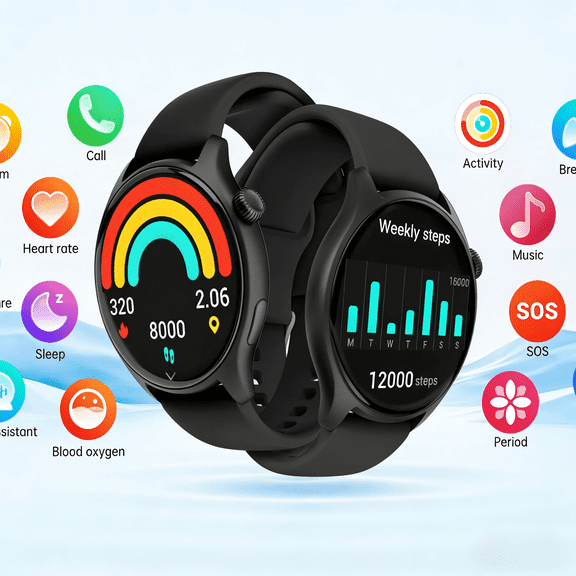 2026 NEW Smart Watch, 1.43" AMOLED Full Touch Screen SmartWatch for Men Women's, Answer/Dial Calls, 120 Sports Modes, IP68 Waterproof, Fitness Tracker Military Smartwatch for Android IOS, Gifts