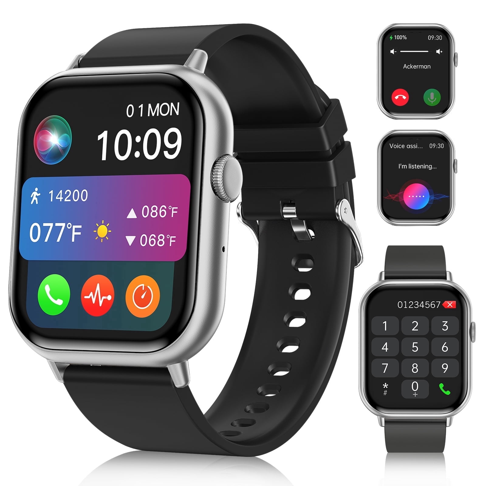 2026 NEW Smart Watch, 2.01'' HD Screen SmartWatch for Men Women , Answer/Make/Message, 100+ Sports Modes, IP67 Waterproof Compatible with Android and iPhone