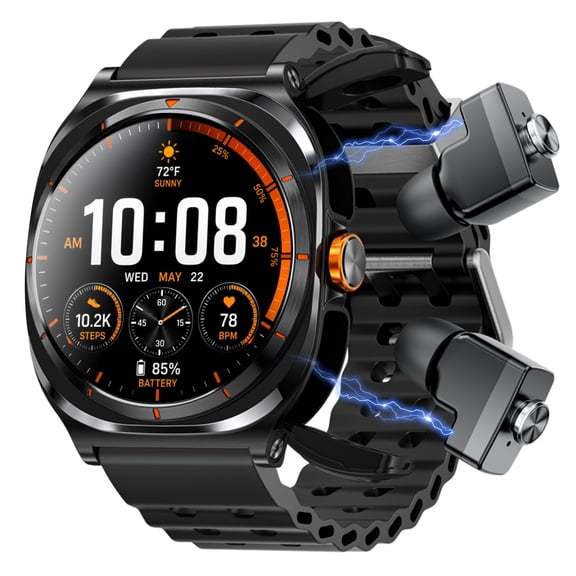 CamelParty Smart Watch with Earbuds, Bluetooth Smart Watches for Men - Answer/Make/Message, Fitness Tracker, Sleep Monitor, IP67 Waterproof Compatible with Android and iPhone, Holiday Gifts