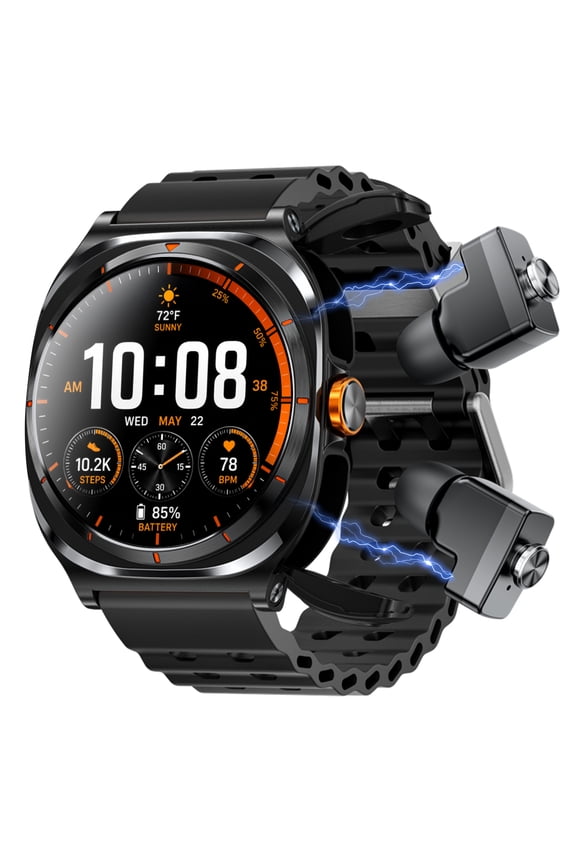 Smart Watch with Earbuds, Bluetooth Smart Watches for Men - Answer/Make/Message, Fitness Tracker, Sleep Monitor, IP67 Waterproof Compatible with Android and iPhone, Holiday Gifts