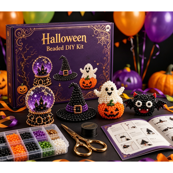 2026 NEW Tiny 3D Beaded Animal DIY Kit, Animal Beading Craft Set, Handmade Bead Art Mosaic Kit, Stress Relief Creative DIY Decoration Gifts for Adults Teens Beginners - Hallowmas