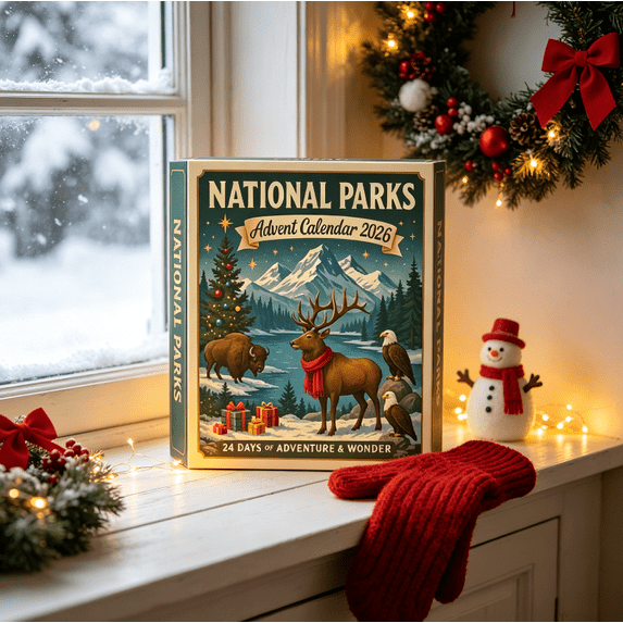2026 National Parks Advent Calendar, 24 Days of Wildlife Surprise Christmas Countdown, Collectible Animal Hanging Decor, Holiday Present for Outdoor Enthusiasts