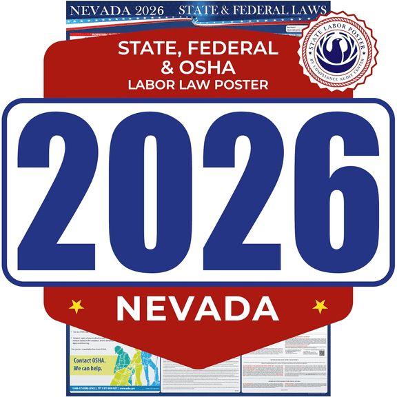 2026 Nevada State and Federal Labor Law Poster - OSHA Workplace Compliant - Mandatory Regulations Posting for Employees - All-in-One Required Compliance Posting 17" x 40" - Laminated$$Other