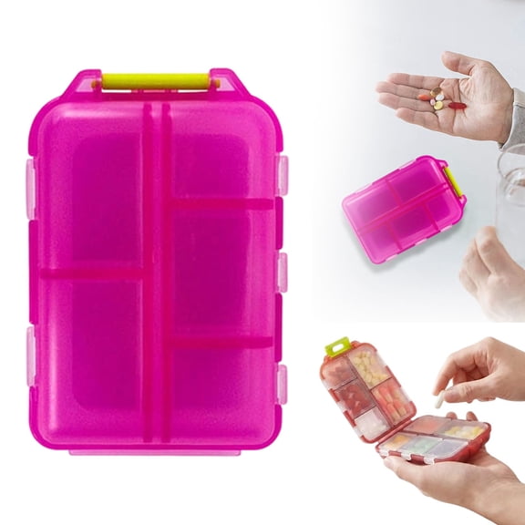 2026 New 10-Compartment Portable Pill Organizer Box, Daily Medicine Storage Case with Label Design, Compact PP Travel Pill Container for Vitamins Fish Oil Supplements Home Office Travel Use Red