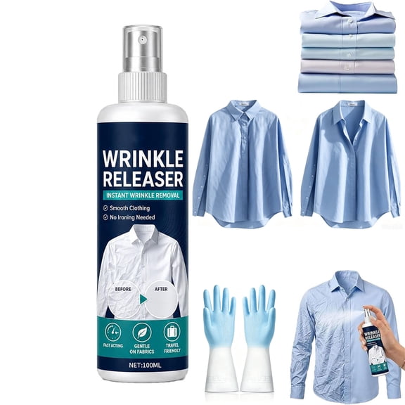 2026 New 100ml Instant Wrinkle Releaser Spray, Wrinkle Release Spray Travel Size, Smooths Creases in Seconds, No Iron, Travel-Ready, Static-Free & Fresh (1Pcs, 100ml)