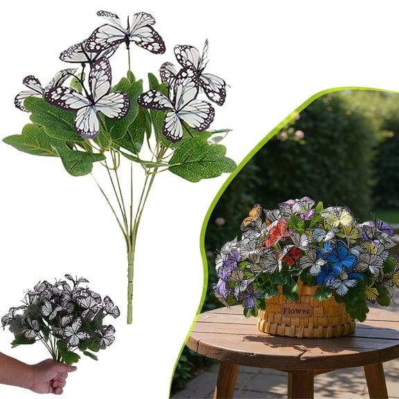 2026 New 11.4 Inch 3D Printed Artificial Butterfly Flower, Realistic Simulation Flower for Wedding Aisle Stage Event Decor, 1 Bunch