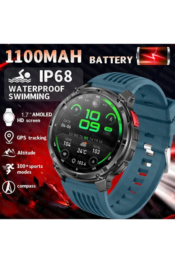 2026 New 1100mAh Battery SmartWatch 10ATM Waterproof GPS Bluetooth call 1.7" AMOLED HD Sports Flashlight Smart Watch Men