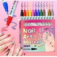 thumbnail image 1 of 2026 New 12 Colors Nail Art Pens Set with 3D Quick Dry 0.5mm Fine Tip, DIY Nail Art Markers for Gel & Acrylic Nails, Dotting Liner Pen for Professional Manicure Decoration, Long Lasting 12PC, 1 of 9