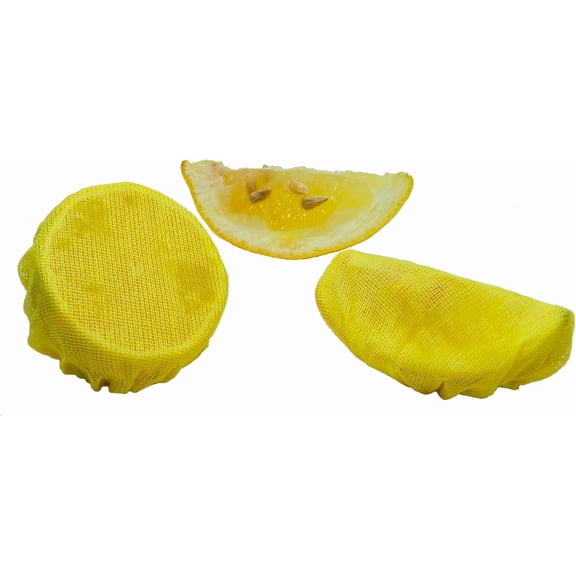 2026 New 12 Pack Yellow Woven Cotton Lemon Stretch Wraps, Seed-Free Squeezing Cloth Covers, Elastic Protective Bags for Lemon Halves Wedges, Multipurpose Decor for Seafood and Beverages