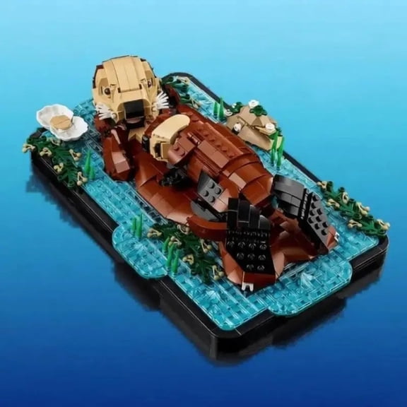2026 New 1234Pcs Creative Floating Sea Otters DIY Toy Building Blocks Set Cute Marine Animal Assembly Model Decor Gifts