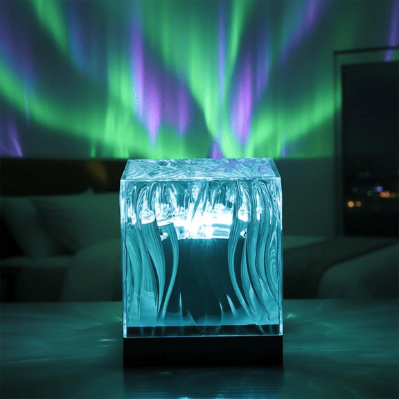2026 New 16 Color Aurora Light Projector – Wooden Base USB Plug-in, Remote Control Night Light, LED Ambient Mood Light for Bedroom & Living Room Decor