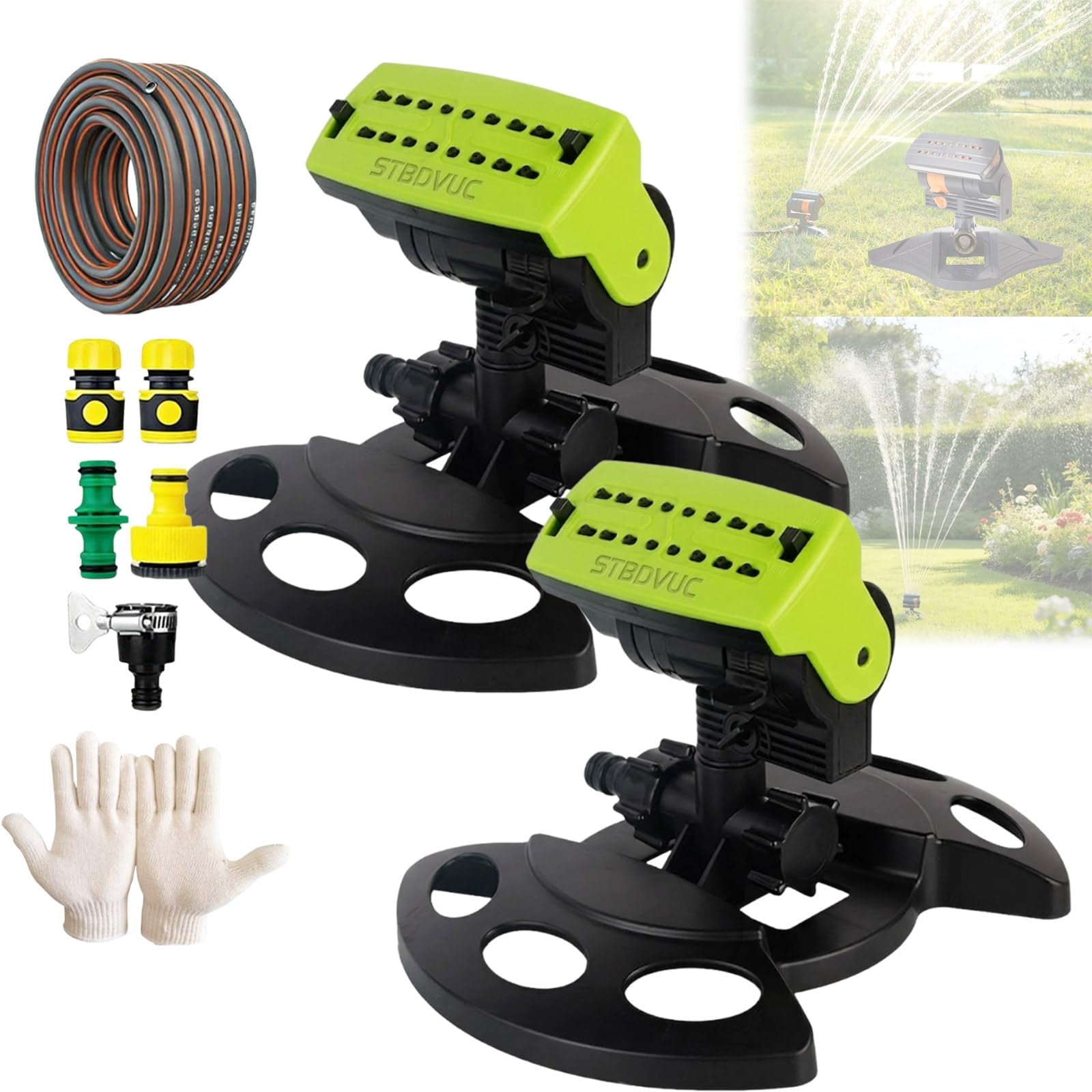 2026 New 16-Nozzle Oscillating Sprinkler with Dual-Zone Sprinkler Water Timer, Upgraded Heavy Duty Yard Irrigation, Adjustable Rotating Lawn Coverage Tool, Outdoor Plants Automatic Watering
