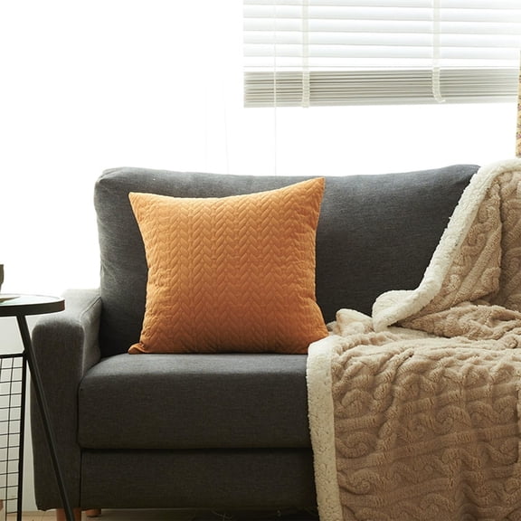 2026 New 17.7x17.7 Inch Four-Sided Binding Pillowcase - 3D Leaf Quilted Embossed, Double-Sided Solid Color & Contrasting Zipper for Sofa & Bedroom