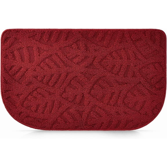 2026 New 18x30 Inch Half Circle Kitchen Rug, Red Slip Resistant Floor Mat with Rubber Backing, Machine Washable Non Slip Area Mat for Kitchen Sink, Laundry Room, Office Indoor Home Decor