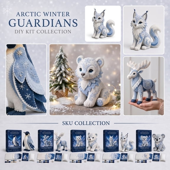 2026 New 1Set 3D Stuffed Animal Felt Sewing Craft Kit, Arctic Winter Guardians DIY Patchwork Set, Relaxing Handmade Project for Adult Craft Lovers (Koala)
