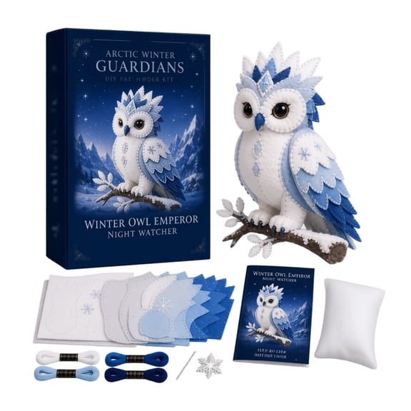 2026 New 1Set All-Inclusive Felt DIY Sewing Kit, Arctic Winter Guardians Mythical Animal Patchwork Set, Easy Craft for Home Leisure and Group Activities (Owl)