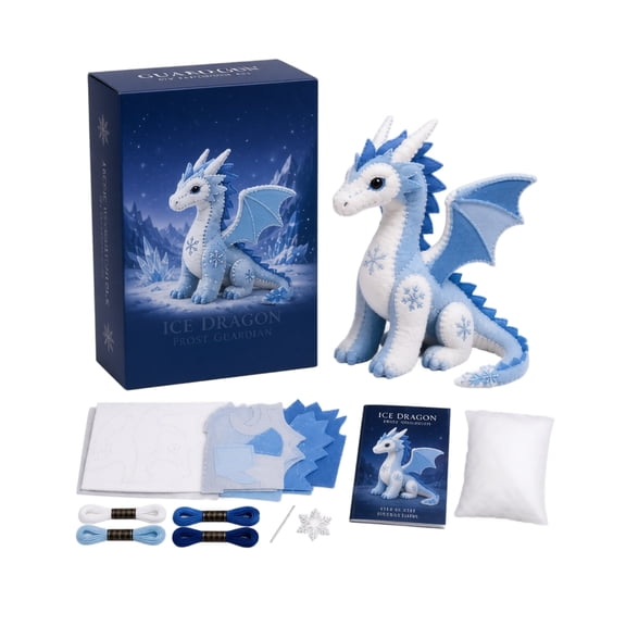 2026 New 1Set Collectible Winter Mythical Creature DIY Kit, Premium Felt Patchwork Sewing Set, Adorable Handmade Decor for Shelf Desk Display (Dragon)