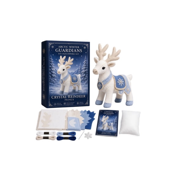 2026 New 1Set Collectible Winter Mythical Creature DIY Kit, Premium Felt Patchwork Sewing Set, Adorable Handmade Decor for Shelf Desk Display (Reindeer Prince)