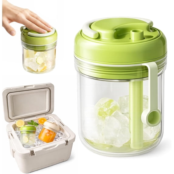 2026 New 2 In 1 Bottle Silicone Ice Cube Cup With Straw,Portable Easy ...