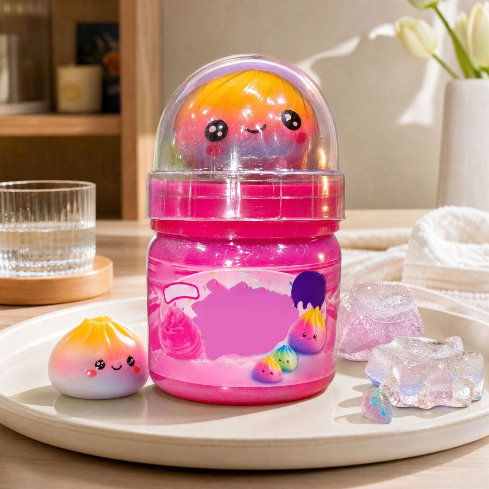 Pink Grdiant 2026 New 2 in 1 Orange Pink Gradient Dumpling Squishy with Pink Jar ...