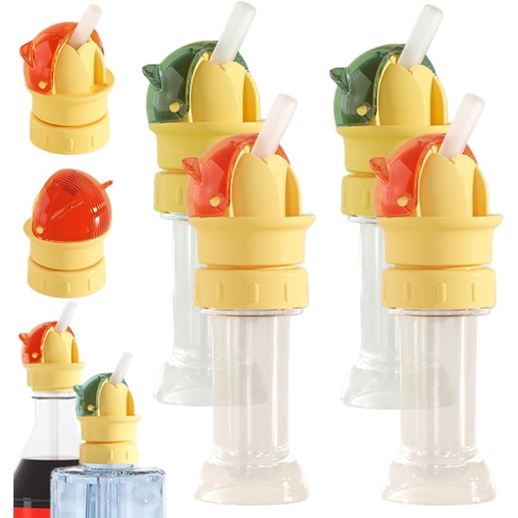 2026 New 2/4 Pcs Water Bottle Spout Conversion Cap With Straw,Reusable Liquid Caps Straw Lid For Beverages, Mineral Water (4pcs)