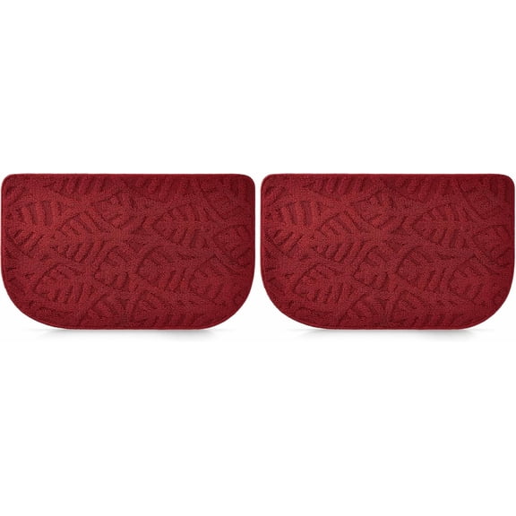 2026 New 2 Pack 18x30 Inch Half Circle Kitchen Rug, Red Non Slip Floor Mat with Rubber Backing, Machine Washable Skid Resistant Area Rug for Kitchen Sink, Laundry Room, Office Indoor Home Decor