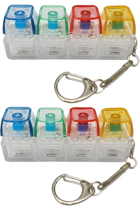 2 Pcs 4-in-1 Keyboard Adult Fidget Clicker Toy Keyboard Fidget Keychain Cube Mechanical Key Button Clicker Stress Relief Gift for Office Home Pass Time and Release Stress Colorful