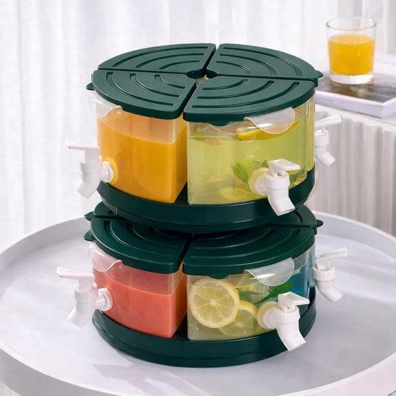 2026 New 2 Tier 4 Chamber Beverage Dispenser Party Tower with 360° Rotating Base & Easy-Pour Spigots, Large Capacity Drink Tower for Parties, BBQ, Home Bar & Events