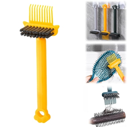 2026 New 2-in-1 Curly Hair Brush & Comb Cleaning Rake,Professional Hair Brush Cleaning Tool for Salon & Travel Use,Hairbrush Cleaner(Yellow)