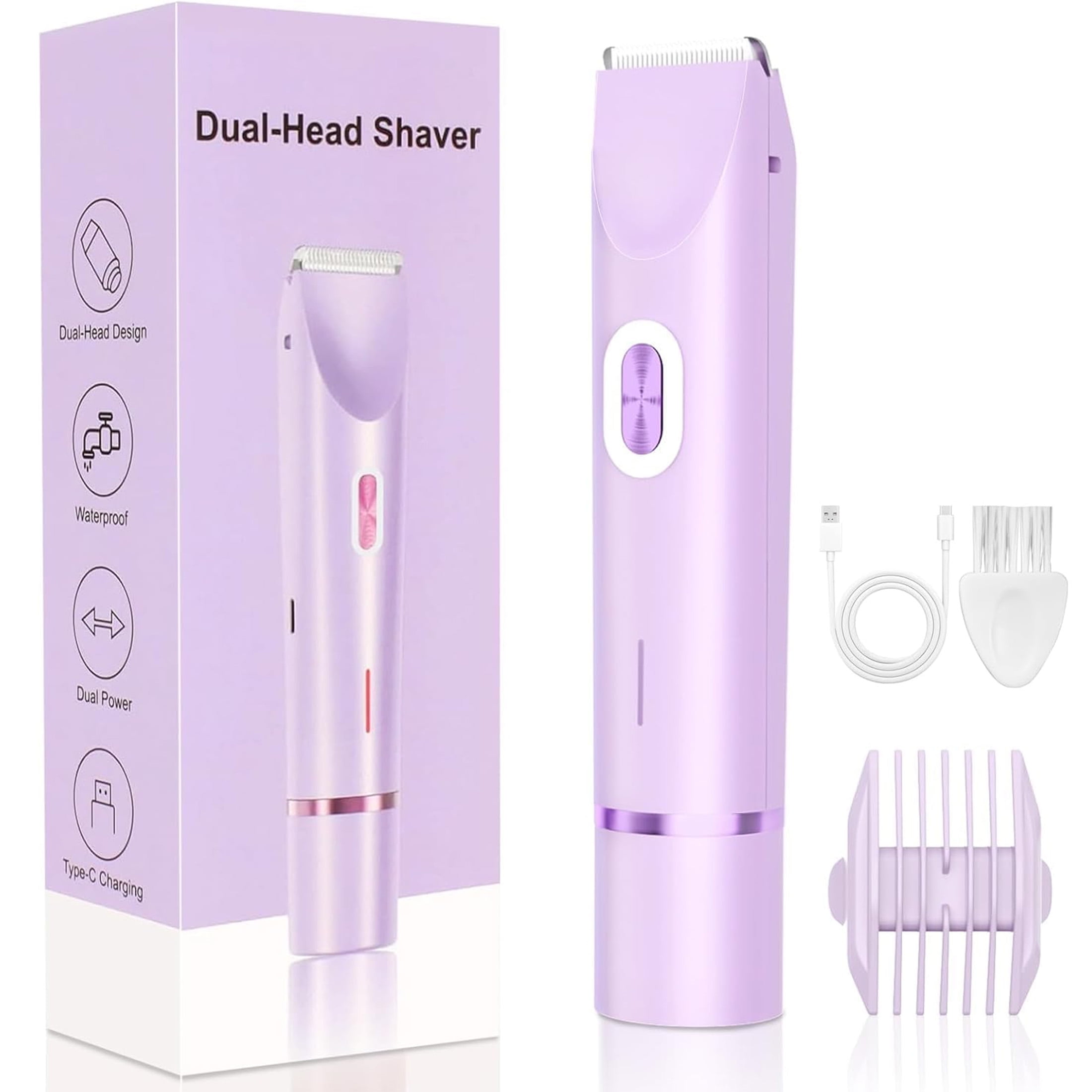 2026 New 2-in-1 Waterproof Painless  Trimmer for Women – Dual Head Electric Razor, Pubic & Body Hair Shaver,Gift for Her