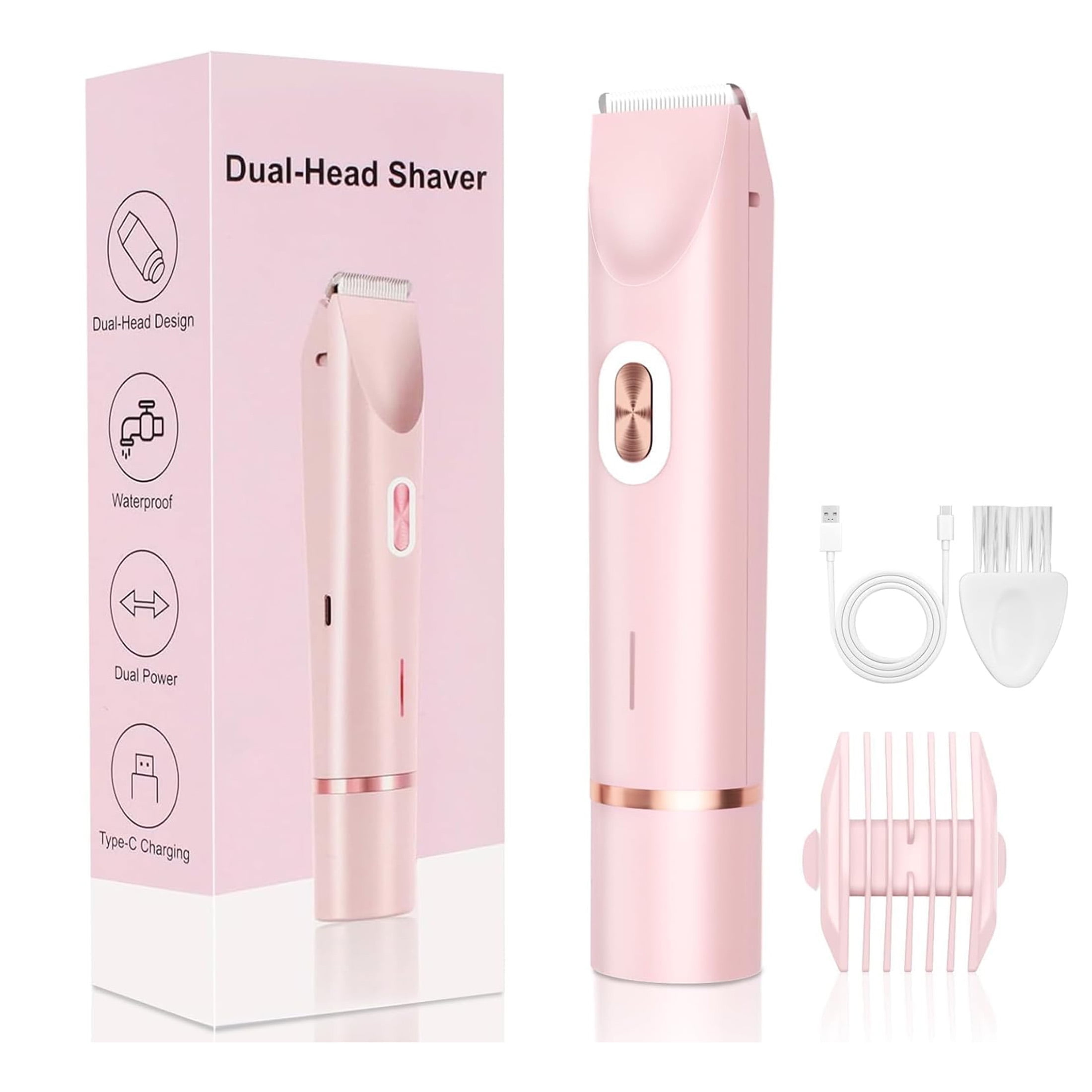 2026 New 2-in-1 Waterproof Painless  Trimmer for Women – Dual Head Electric Razor, Pubic & Body Hair Shaver,Gift for Her