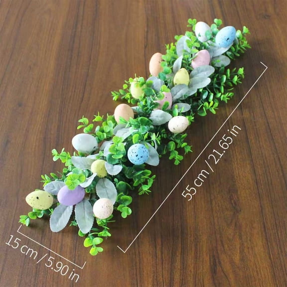 2026 New! 22 Inch Easter Decoration- Easter Wreath with Egg & Eucalyptus Rattan Centerpiece - Wooden Tabletop Decor for Easter Party, Spring Dining Table, Garden, Holiday Gathering Home Decoration