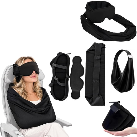 2026 New 3-in-1 Airplane Sleep Support System, 360 Airplane Sleeping Support, with Memory Foam Neck Pillow, Portable Travel Sleeps Set