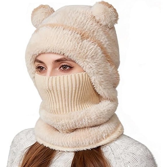 2026 New 3-in-1 Bear Mask Cap, Bear Ski Mask | Fleece Beanie with Built ...