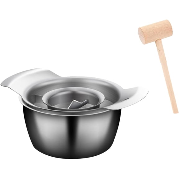 2026 New 304 Stainless Steel Pomegranate Peeling Tool,Pomegranate Deseeder Tool,with Bowl & Wooden Hammer, Easy Deseeding for Home Kitchen