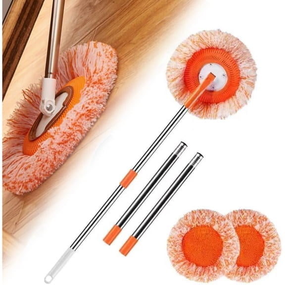 2026 New 360 Rotatable Adjustable Cleaning Mop, One Sweep Cleaning Mop with Reusable Heads, Cleaning Mop for Walls and Ceilings, Floor, Window (2 Heads, 79’’ Pole Length)