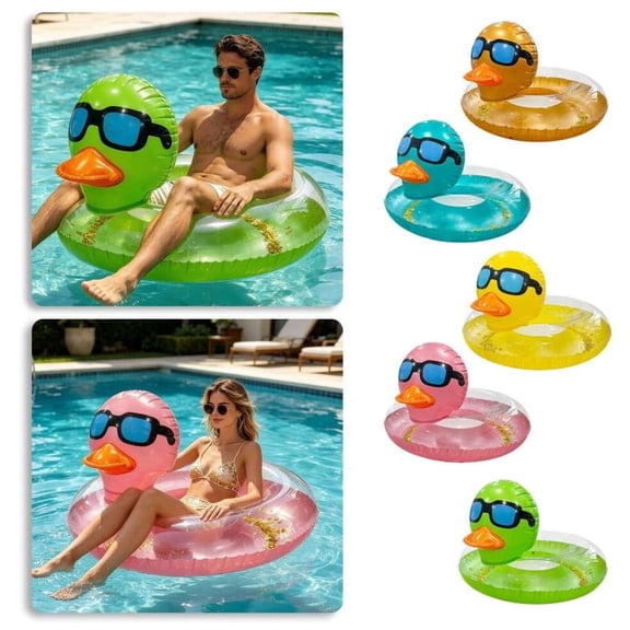 2026 New 39" Adult Inflatable Pool Float, Glitter Sequin Sunglasses Swim Tube, Heavy Duty for Summer Pool Beach Party