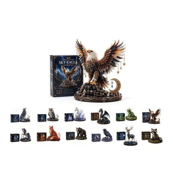 2026 New 3D Beaded Animal Kit, Mythical Guardian Diy Animal Beading Kit, Unique Handmade Gift for Craft Lovers (Sky Eagle)