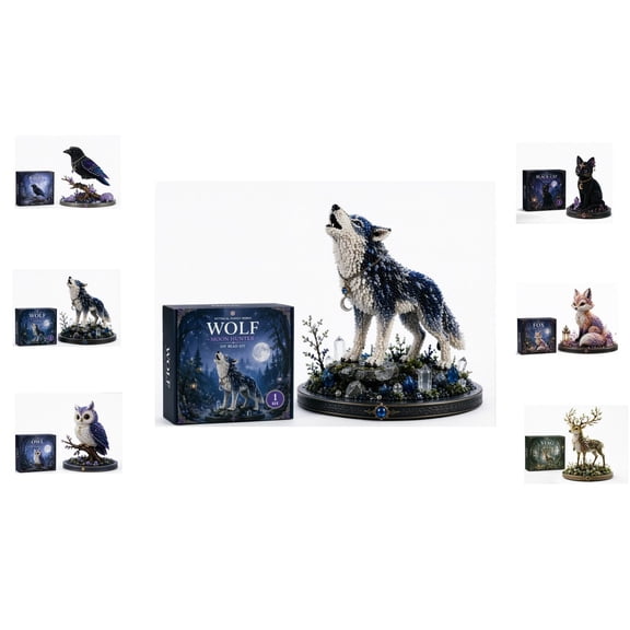 2026 New 3D Beaded Animal Kit, Mythical Guardian Diy Animal Beading Kit, Unique Handmade Gift for Craft Lovers (Wolf)