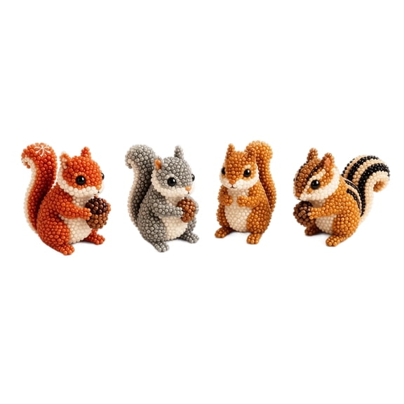 2026 New 3D Beaded Animals Making Kit, DIY Animal Beading Craft Set, Relaxing Art Activity for Adults & Crafters（Squirrel）